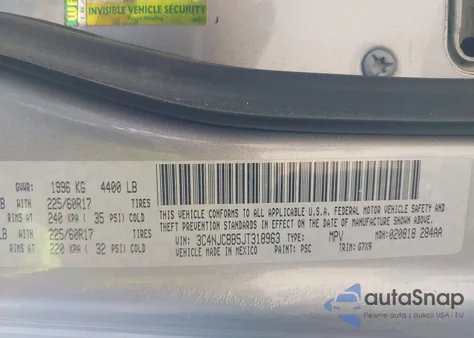 2018 Jeep Compass Latitude Fwd from USA, damaged, VIN 3C4NJCBB5JT318963